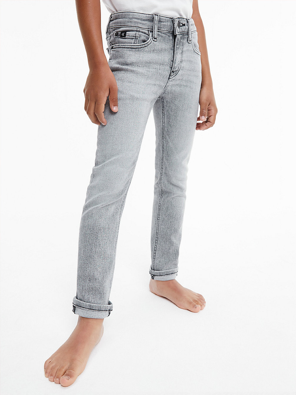 LIGHT WASH GREY Mid Rise Slim Jeans undefined boys Calvin Klein
