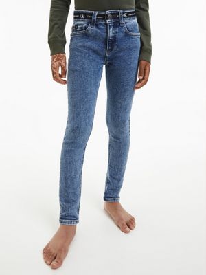 Calvin Klein Jeans shorts in denim bambina con tasche lavaggio blu