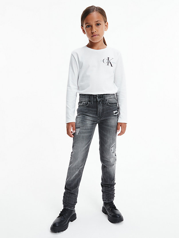 WASHED GREY DESTRUCTED Mid Rise Slim Jeans for boys CALVIN KLEIN JEANS