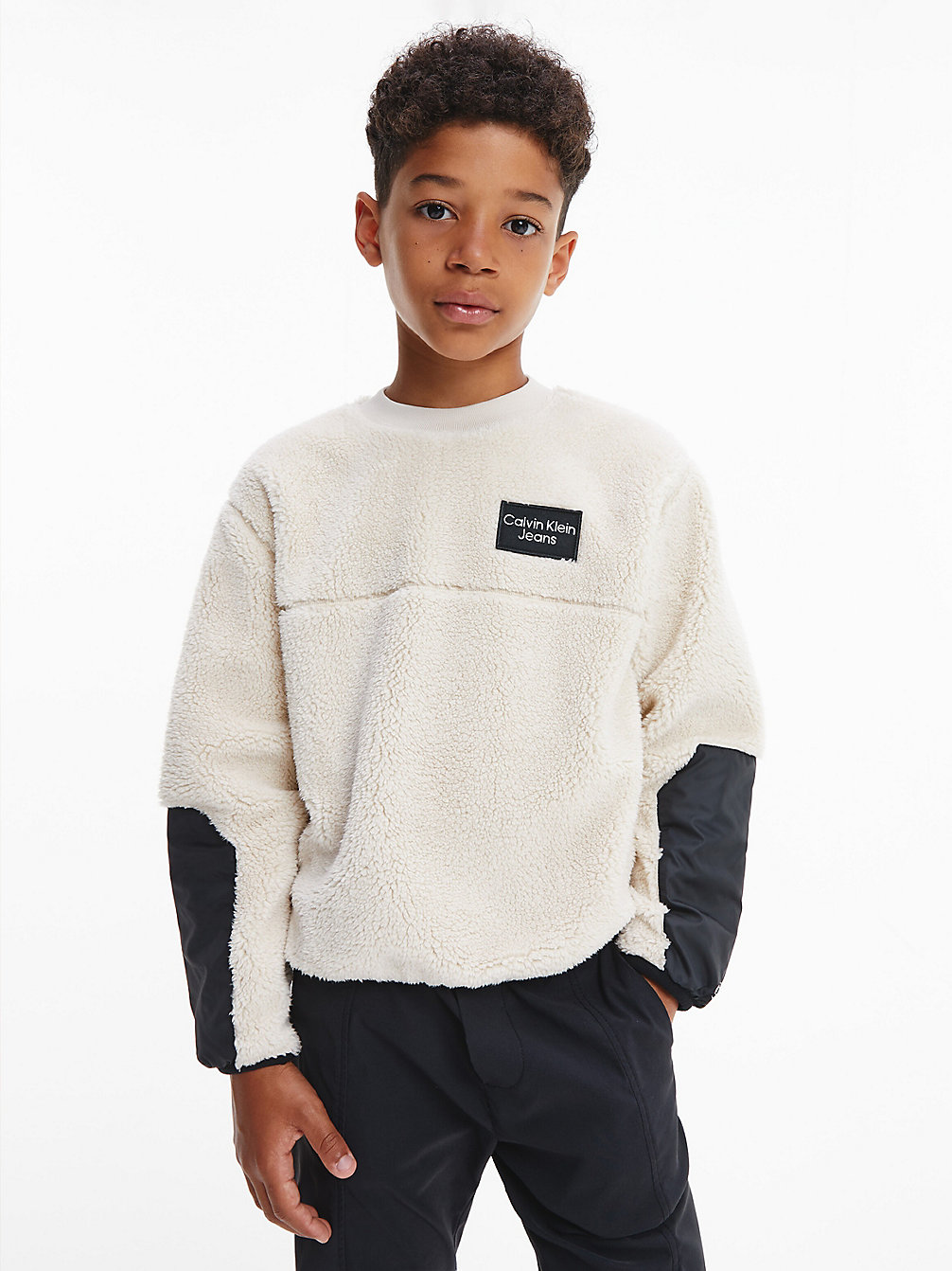 EGGSHELL Polyester Teddy Sherpa Sweatshirt undefined jongens Calvin Klein