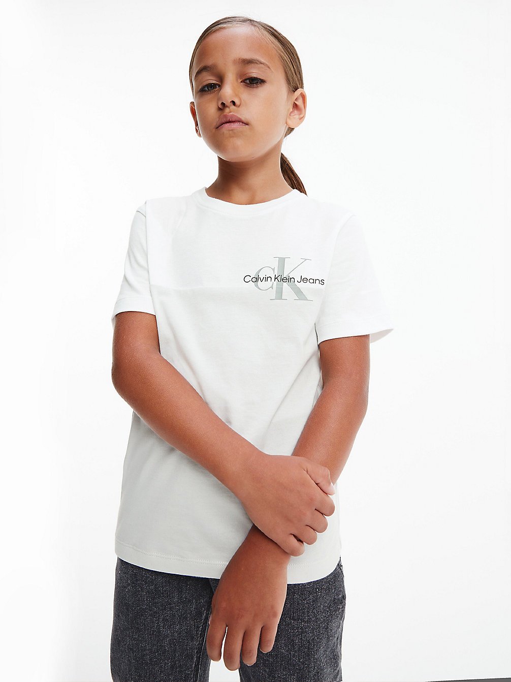 T-Shirt A Righe Grosse Colorate In Cotone Biologico > STONE GREY > undefined boys > Calvin Klein