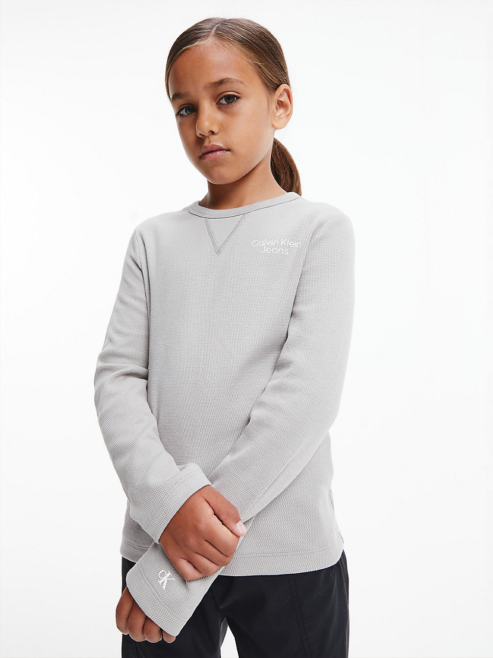 MERCURY GREY Textured Long Sleeve Top undefined boys Calvin Klein