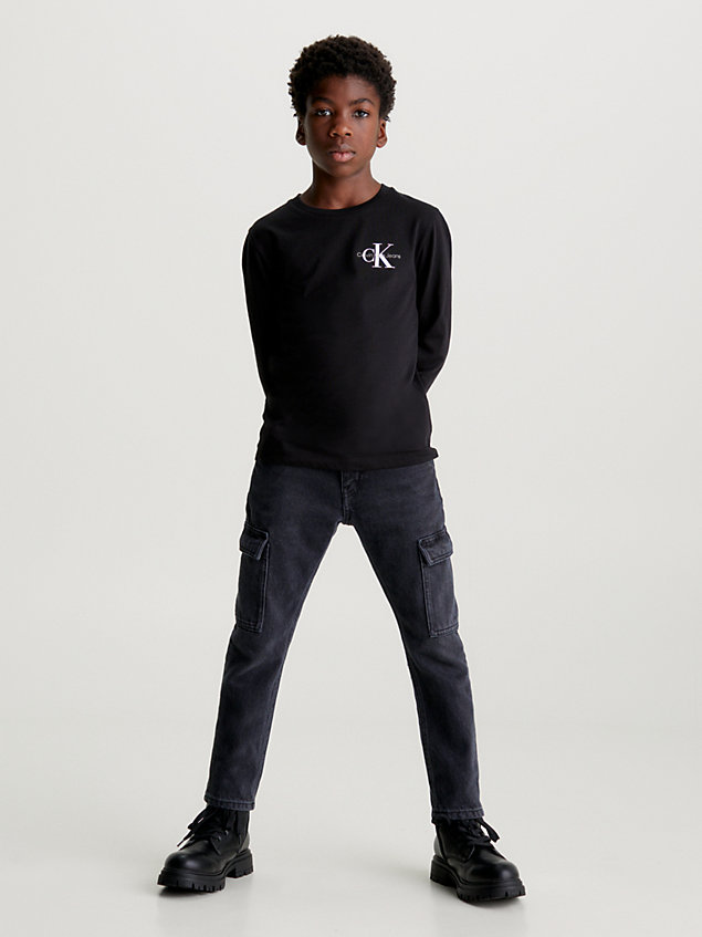 black langärmliges logo-t-shirt für boys - calvin klein jeans