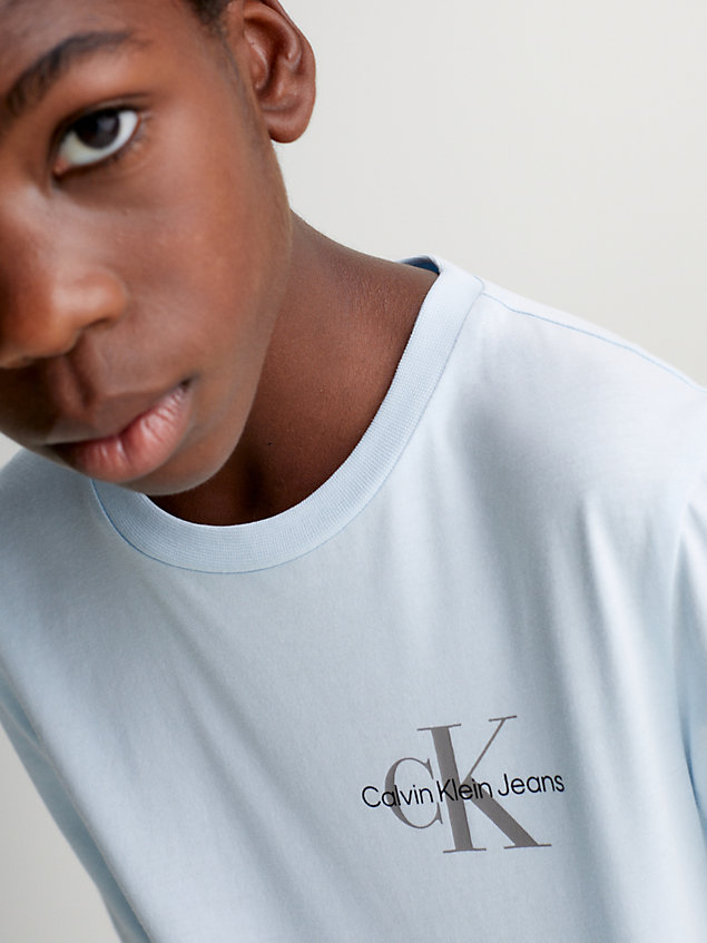 blue long sleeve logo t-shirt for boys calvin klein jeans