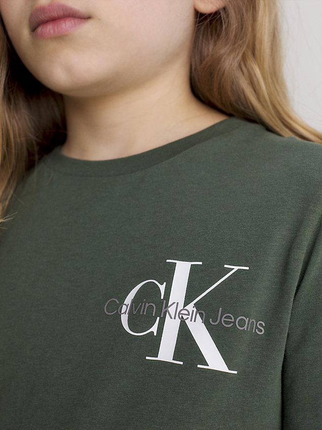 green t-shirt z logo z długim rękawem dla boys - calvin klein jeans