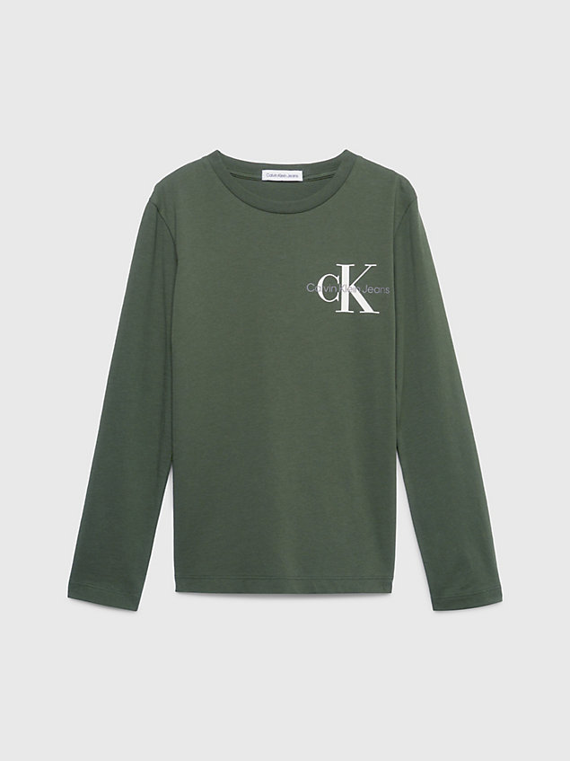 green long sleeve logo t-shirt for boys calvin klein jeans