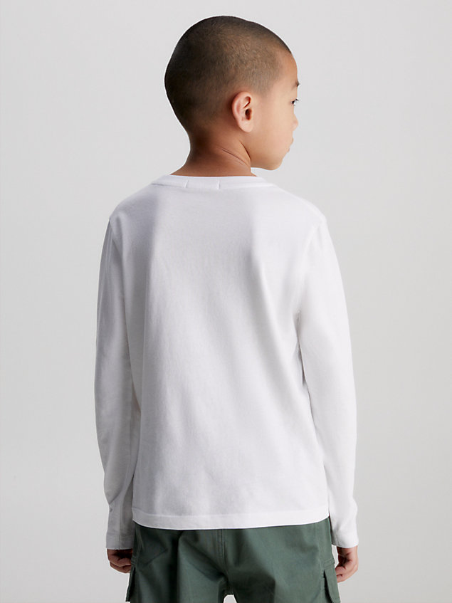 white logo t-shirt met lange mouwen voor boys - calvin klein jeans