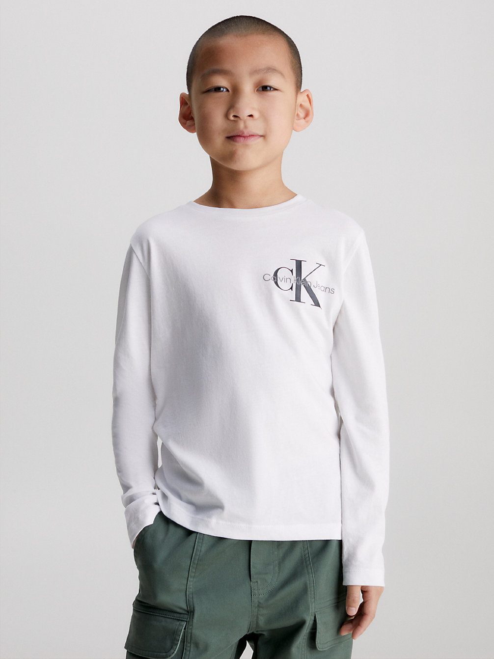 BRIGHT WHITE Haut Maille À Manches Longues undefined boys Calvin Klein