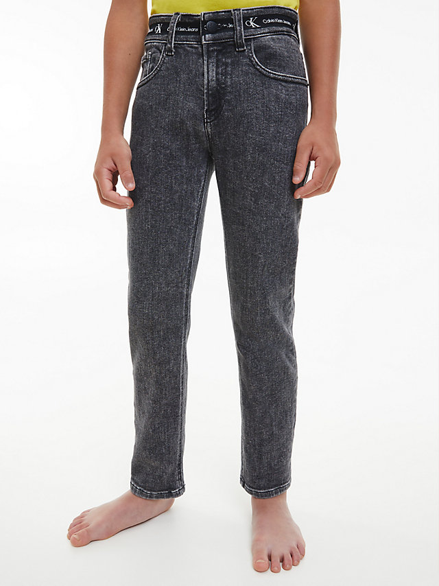 Stone Grey Black Mid Rise Straight Jeans undefined boys Calvin Klein