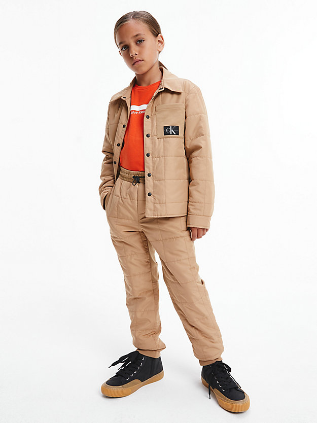 TIMELESS CAMEL Recycled Polyester Quilted Trousers for boys CALVIN KLEIN JEANS
