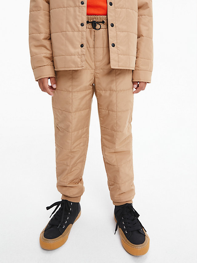 Timeless Camel Recycled Polyester Quilted Trousers undefined boys Calvin Klein