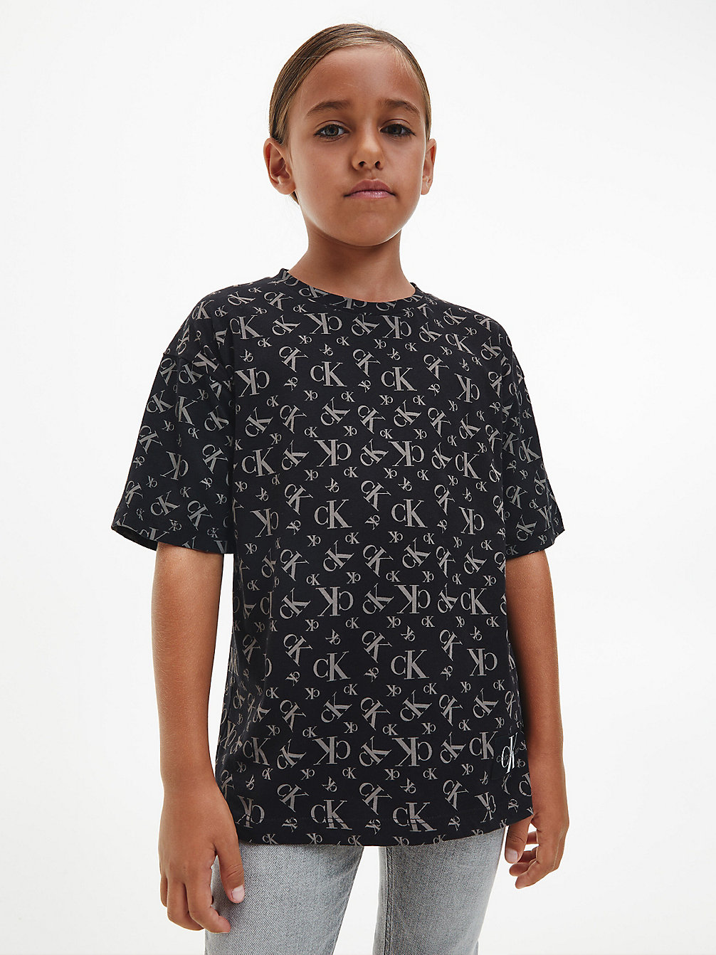 MONOGRAM GRID AOP BLACK T-Shirt En Coton Bio Avec Logo undefined boys Calvin Klein