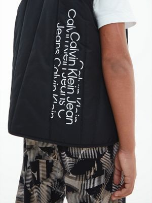 black recycled polyester gilet for boys calvin klein jeans