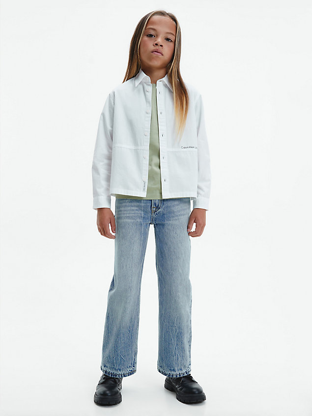 white poplin stretch woven shirt for boys calvin klein jeans