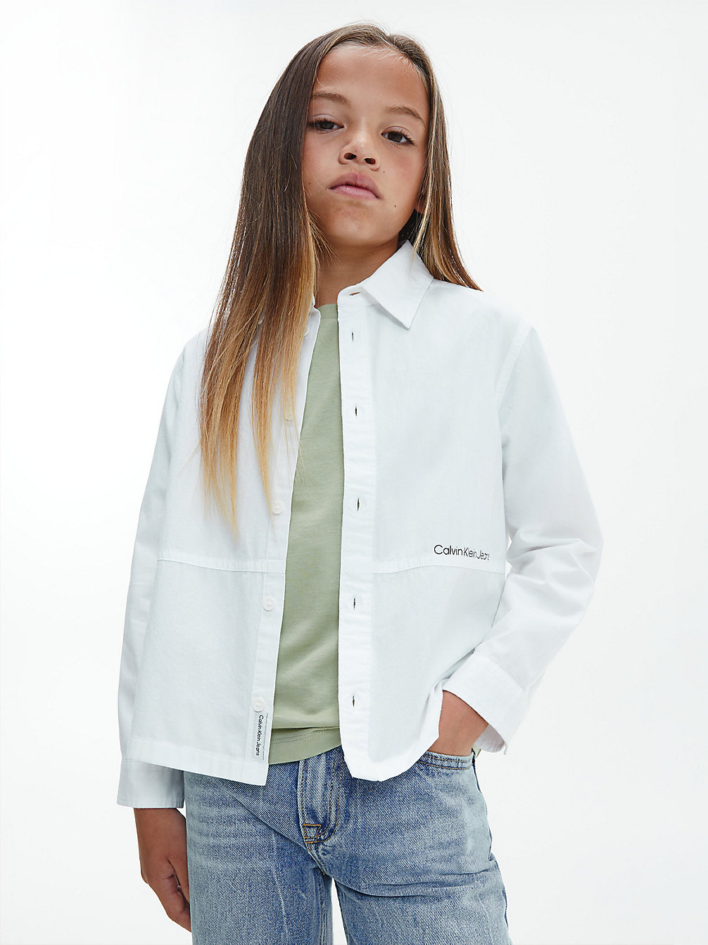 BRIGHT WHITE Gewebtes Hemd Aus Stretch-Popeline undefined Jungen Calvin Klein