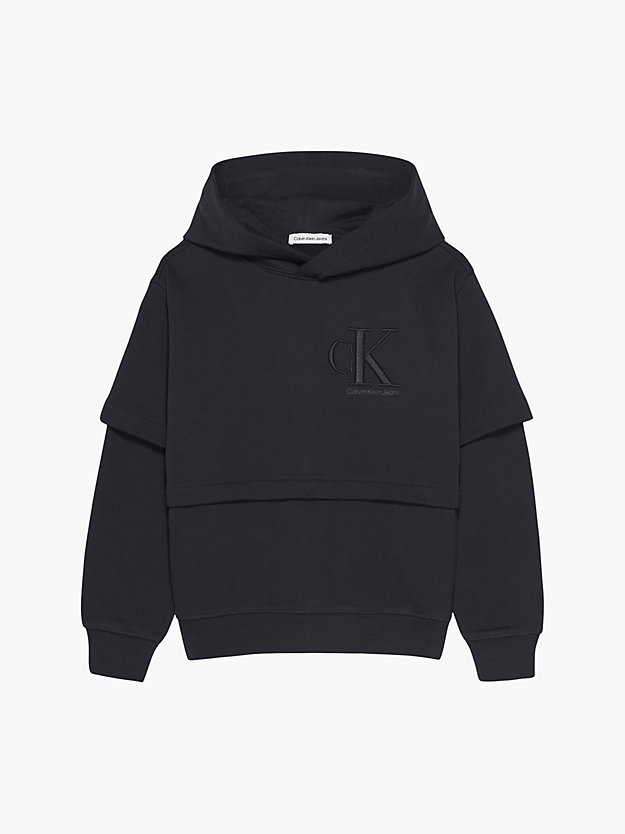 CK BLACK Layered Hoodie for boys CALVIN KLEIN JEANS