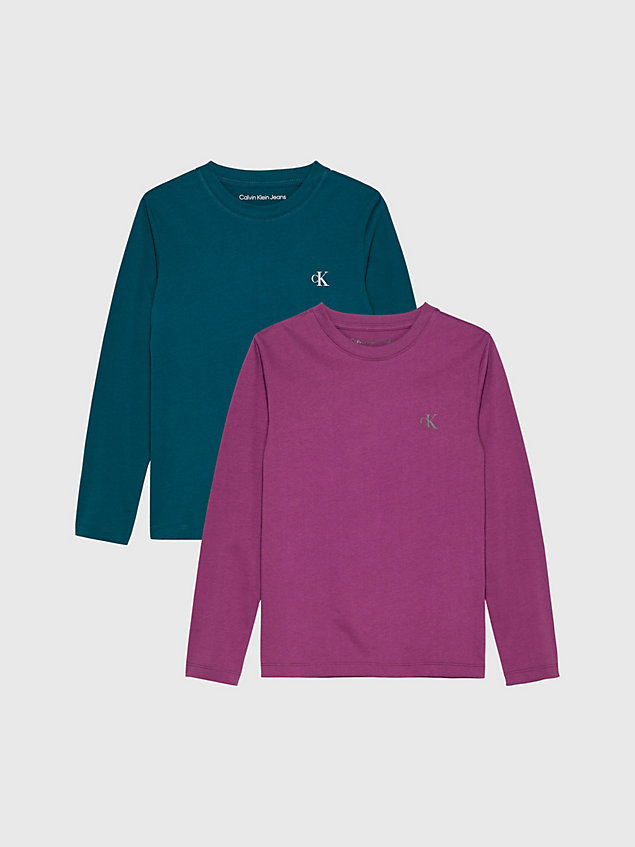 purple 2-pack logo mouw t-shirts voor boys - calvin klein jeans