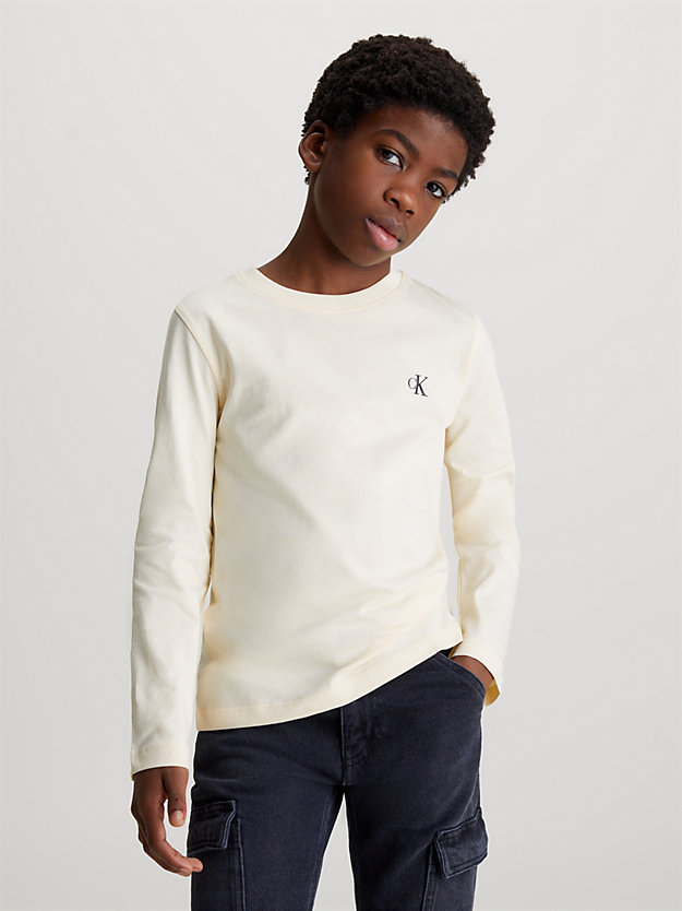 vanilla / dark grey 2 pack logo sleeve t-shirts for boys calvin klein jeans