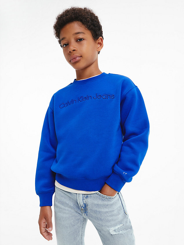 blue logo sweatshirt for boys calvin klein jeans