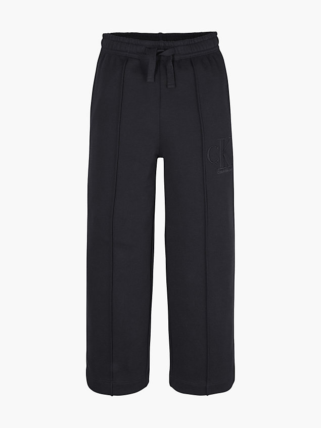pantalón de chándal de felpa de algodón orgánico black de nino calvin klein jeans