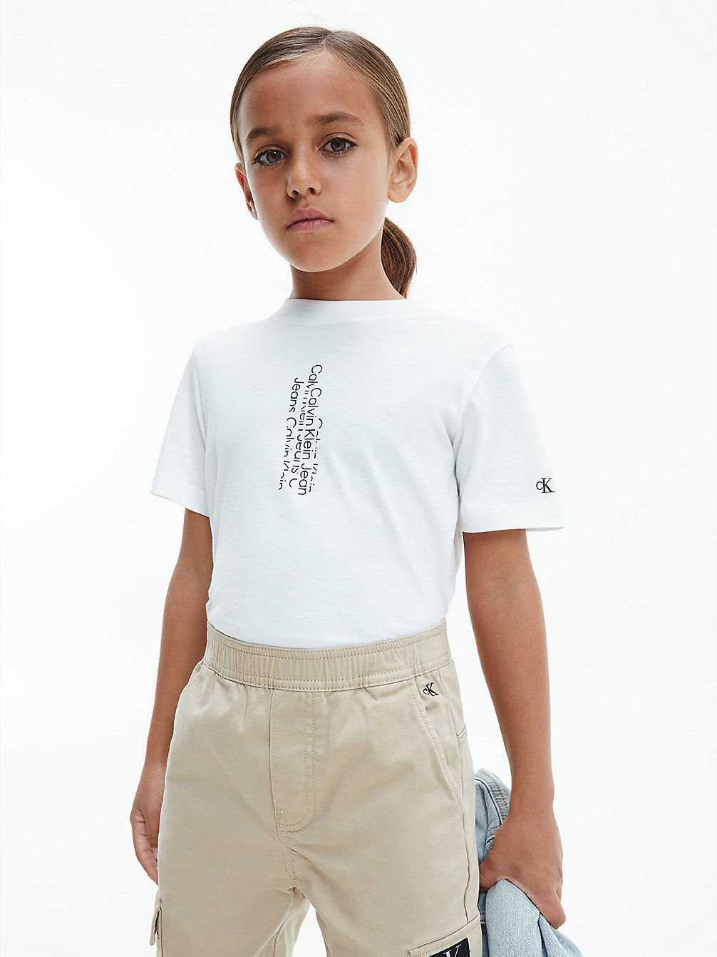 BRIGHT WHITE T-Shirt En Coton Bio Avec Logo undefined boys Calvin Klein