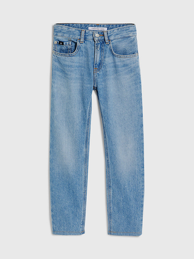 blue mid rise straight jeans voor jongens - calvin klein jeans