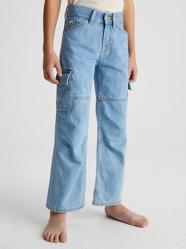 blue relaxed skater jeans voor jongens - calvin klein jeans