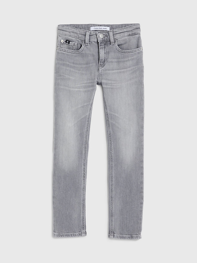 grey mid rise slim jeans voor boys - calvin klein jeans