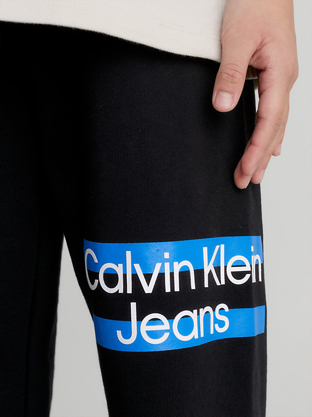 ck black logo joggers for boys calvin klein jeans