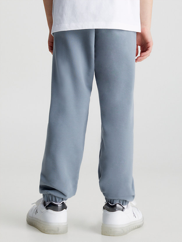 overcast grey blended stretch terry joggers for boys calvin klein jeans