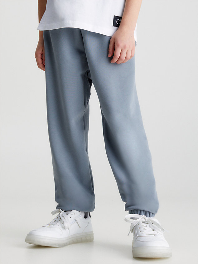 grey blended stretch terry joggers for boys calvin klein jeans
