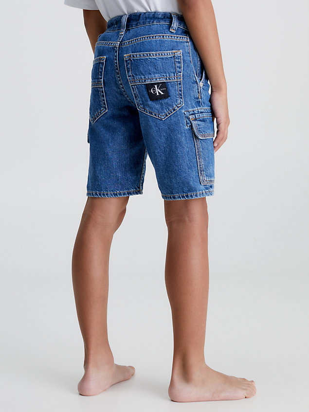 blue cargo-shorts aus denim für jungen - calvin klein jeans