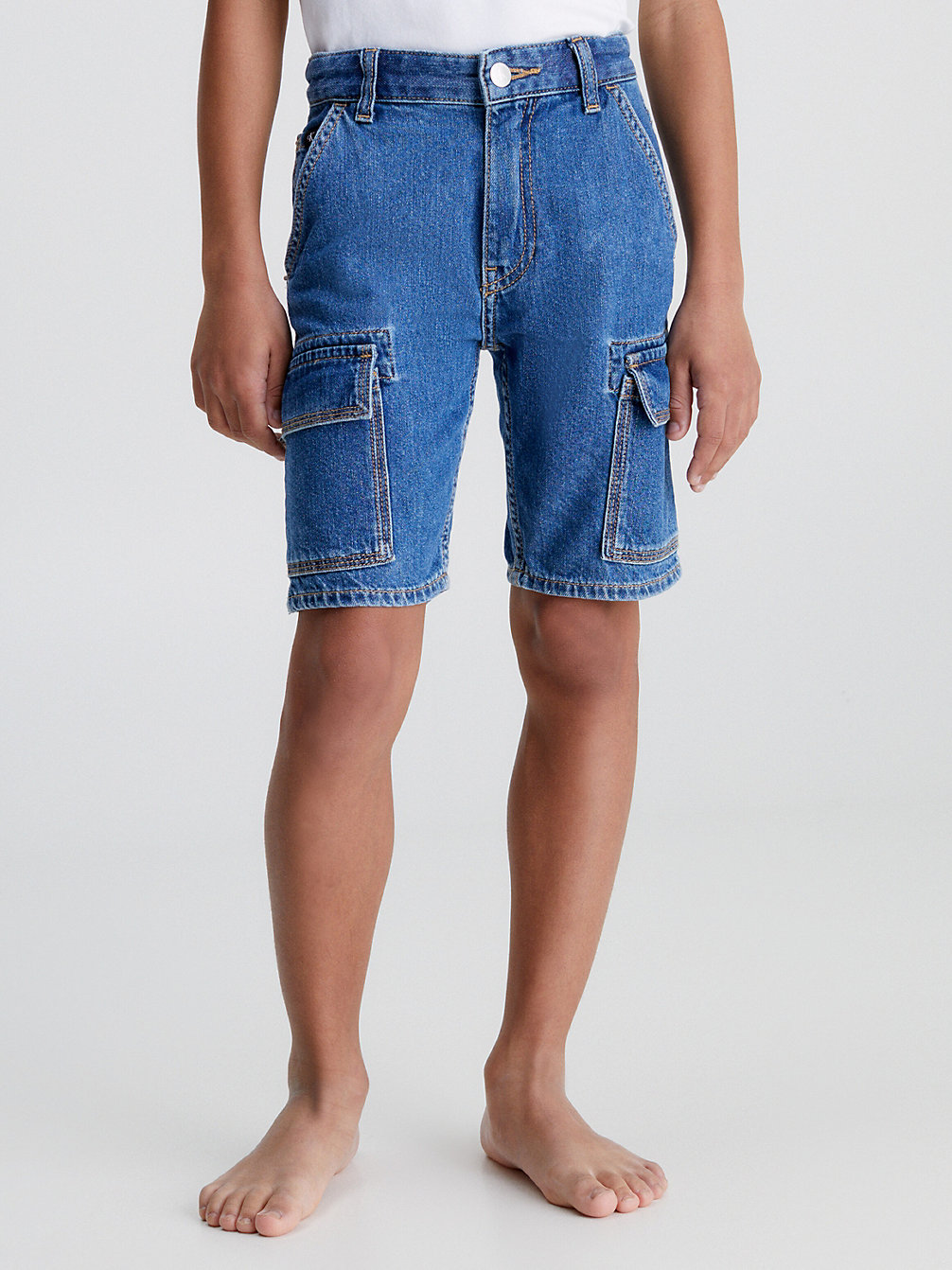 UTILITY BLUE Denim Cargo Shorts undefined boys Calvin Klein