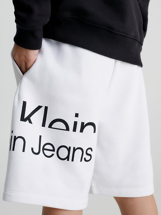 short de jogging avec logo white pour garcons calvin klein jeans