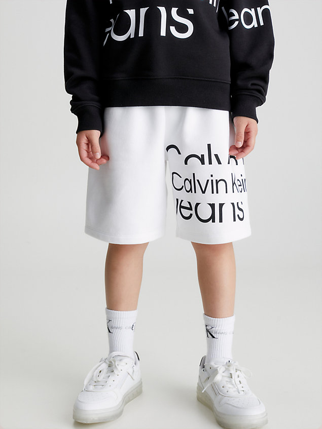 white jogging-shorts mit logo für jungen - calvin klein jeans