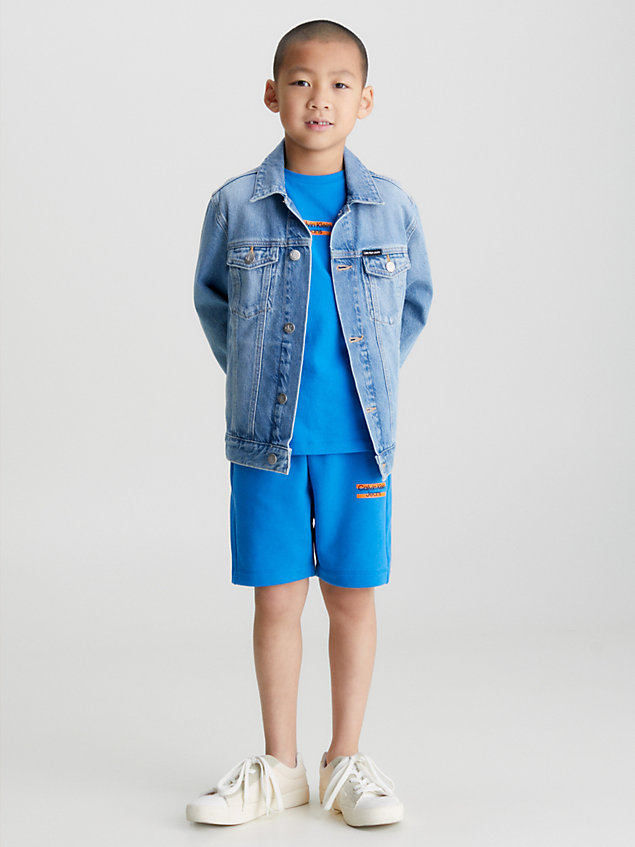 blue organic cotton jogger shorts for boys calvin klein jeans