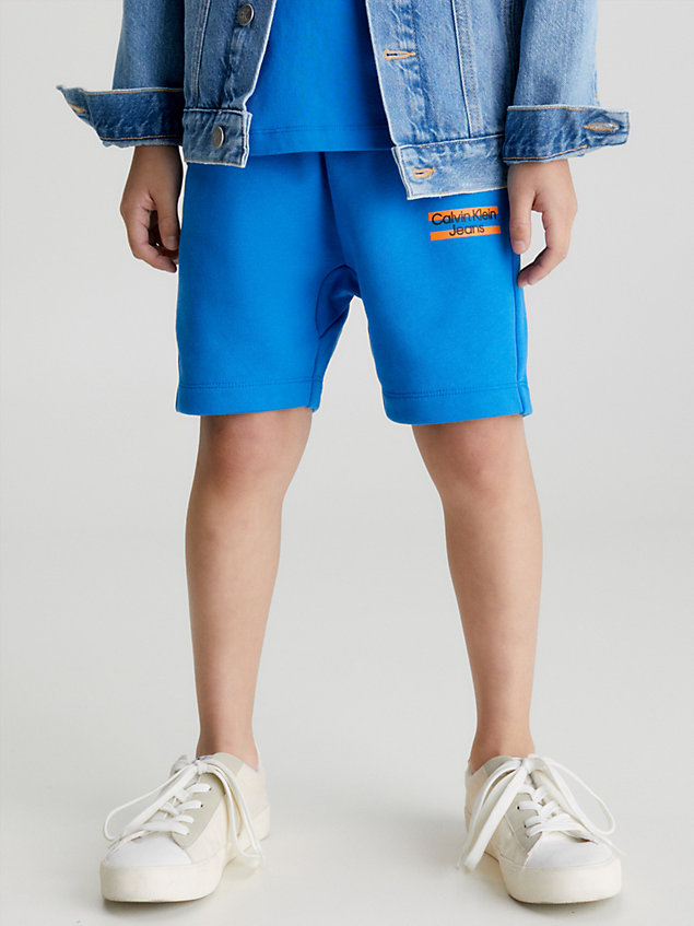 pantaloncini da tuta in cotone biologico blue da boys calvin klein jeans