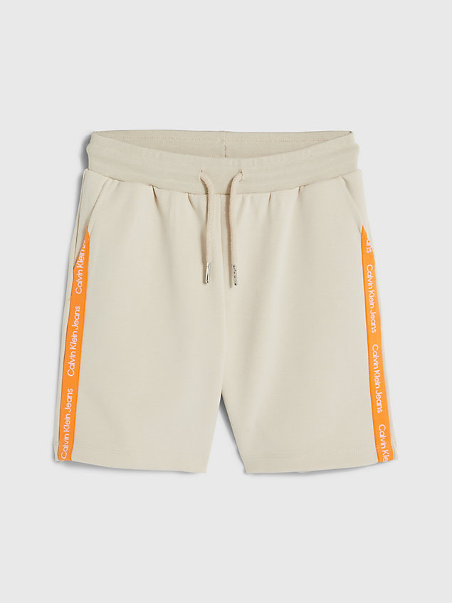 beige organic cotton jogger shorts for boys calvin klein jeans