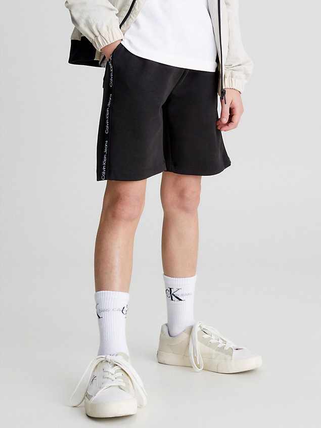 black organic cotton jogger shorts for boys calvin klein jeans