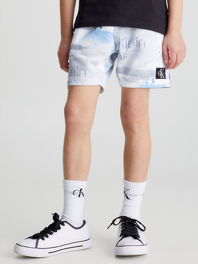 blue printed logo shorts for boys calvin klein jeans