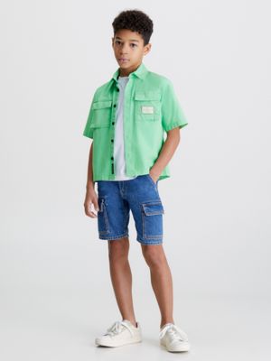 green lässiges hemd aus popeline für jungen - calvin klein jeans