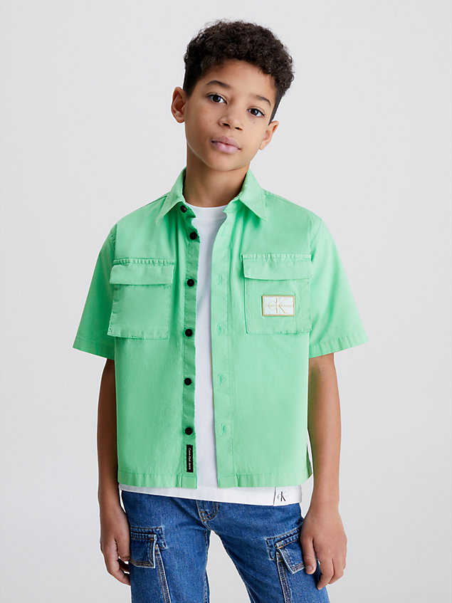 green relaxed poplin overshirt for boys calvin klein jeans