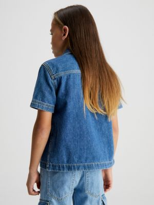 blue überhemd aus denim für jungen - calvin klein jeans