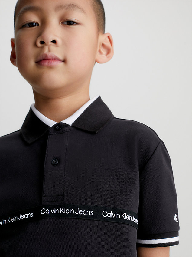 black logo polo shirt for boys calvin klein jeans
