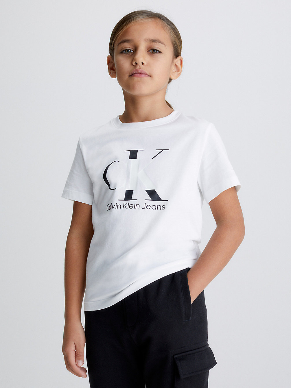 BRIGHT WHITE T-Shirt Avec Logo Color-Reveal undefined garcons Calvin Klein