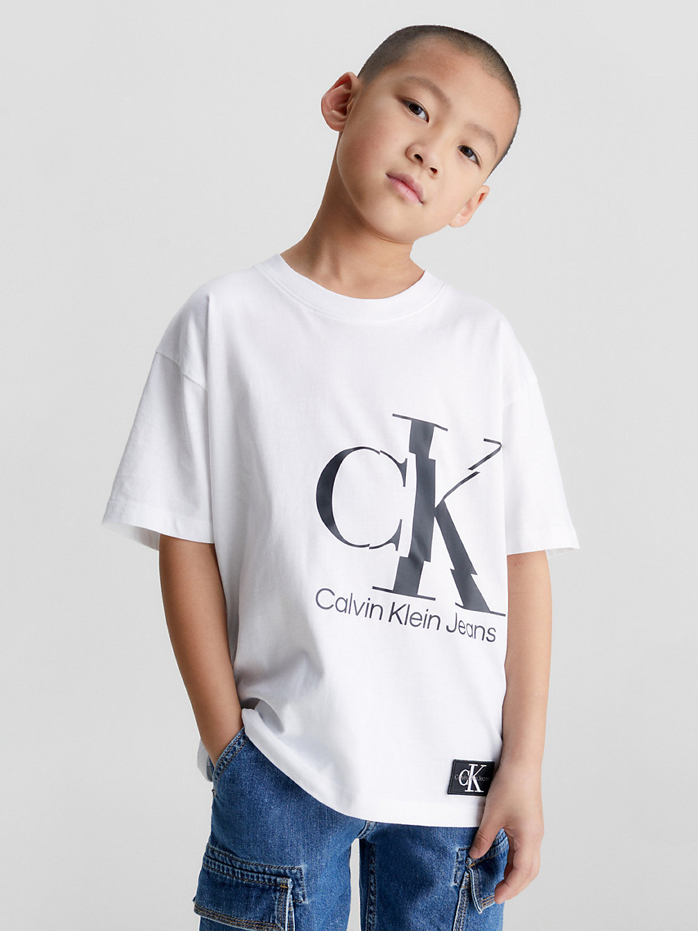 BRIGHT WHITE > T-Shirt Z Logo Z Bawełny Organicznej > undefined boys - Calvin Klein