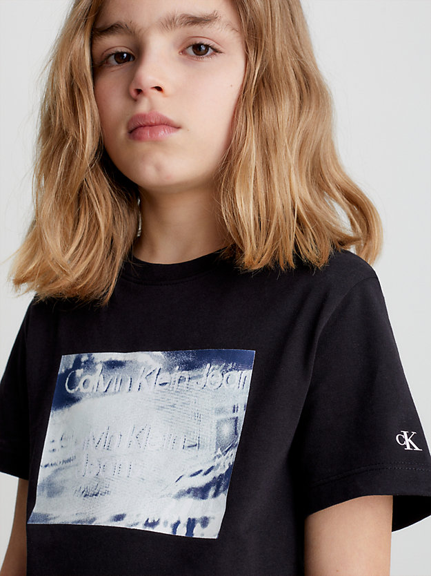 ck black glow in the dark logo t-shirt for boys calvin klein jeans