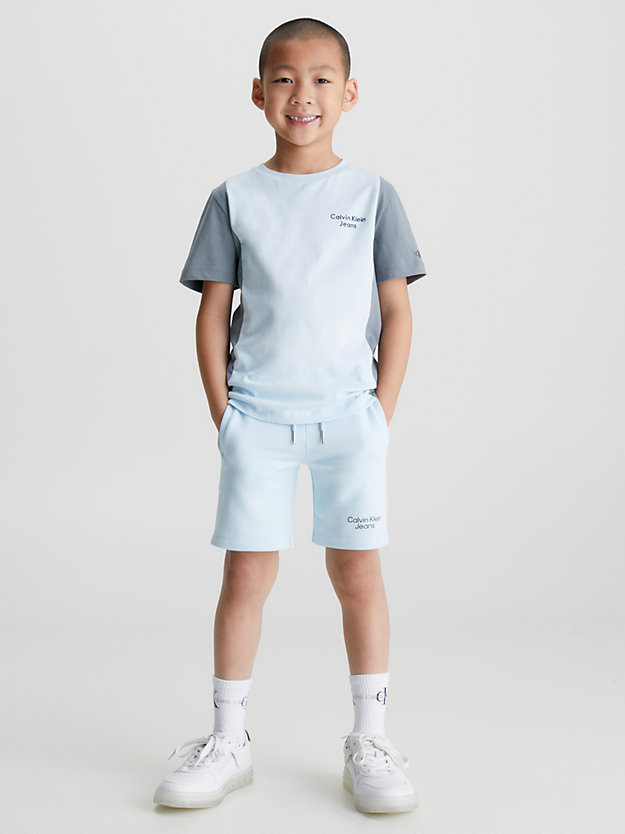 keepsake blue colourblock logo t-shirt for boys calvin klein jeans