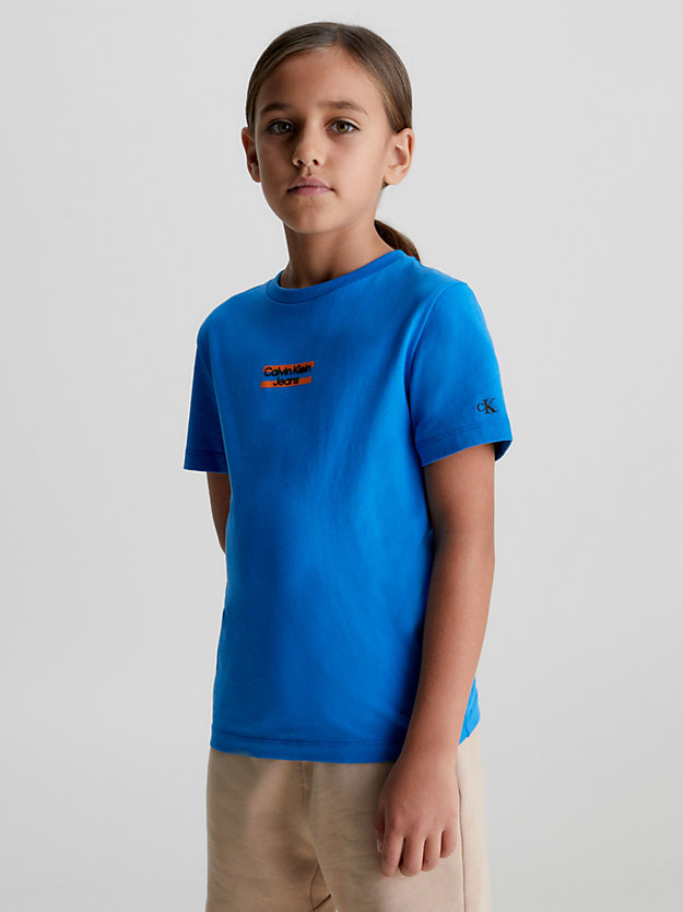corrib river blue organic cotton logo t-shirt for boys calvin klein jeans