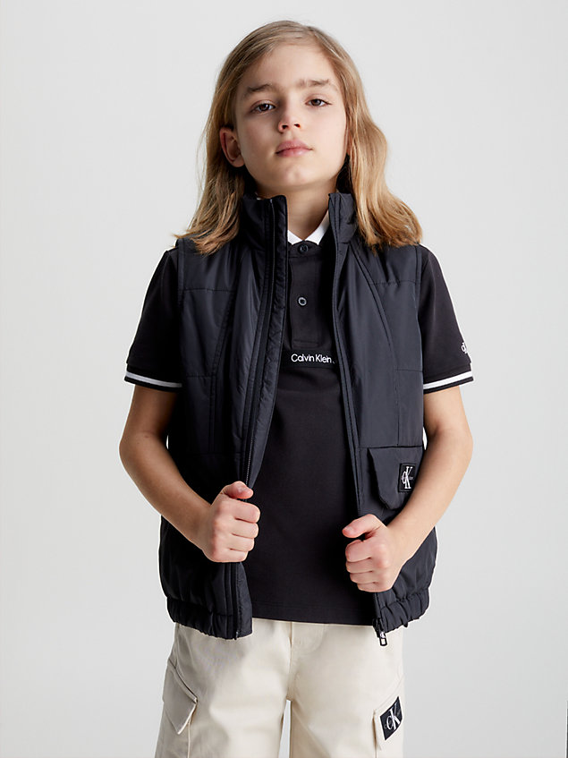 black recycled polyester gilet for boys calvin klein jeans